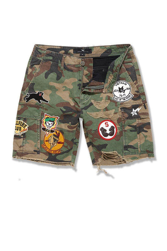 Trendy Military Print Jean Shorts