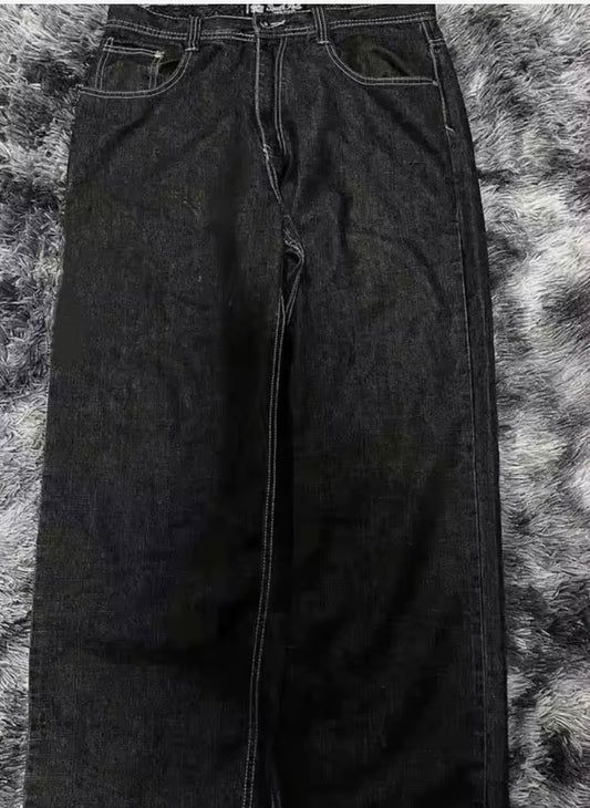 Y2K South Pole Baggy Wide Leg Black Jeans | Streetwear Denim