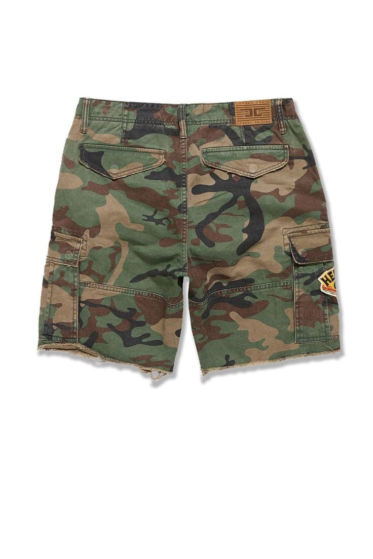 Trendy Military Print Jean Shorts