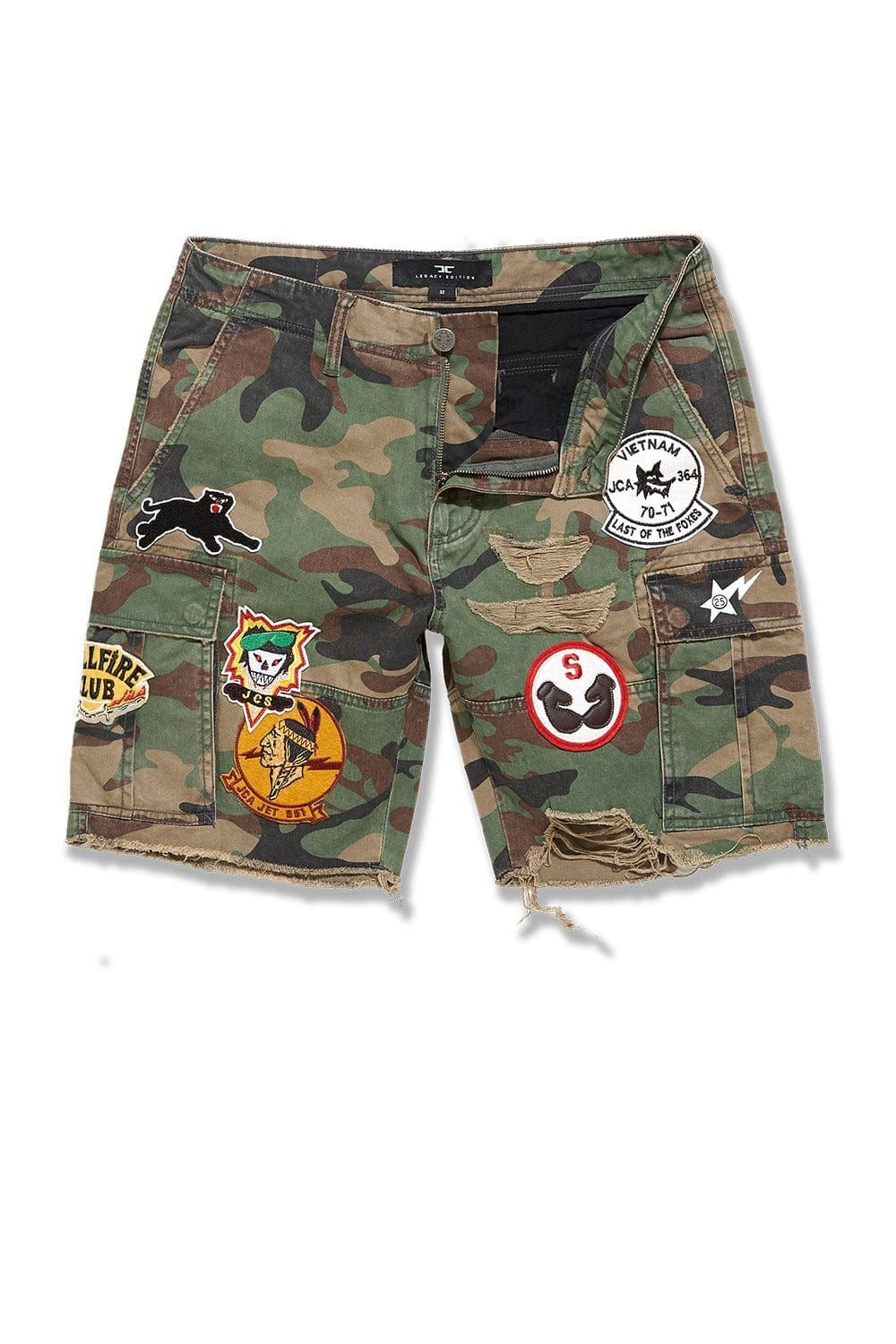 Trendy Military Print Jean Shorts