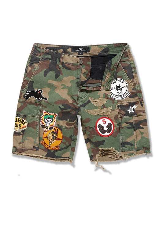 Trendy Military Print Jean Shorts